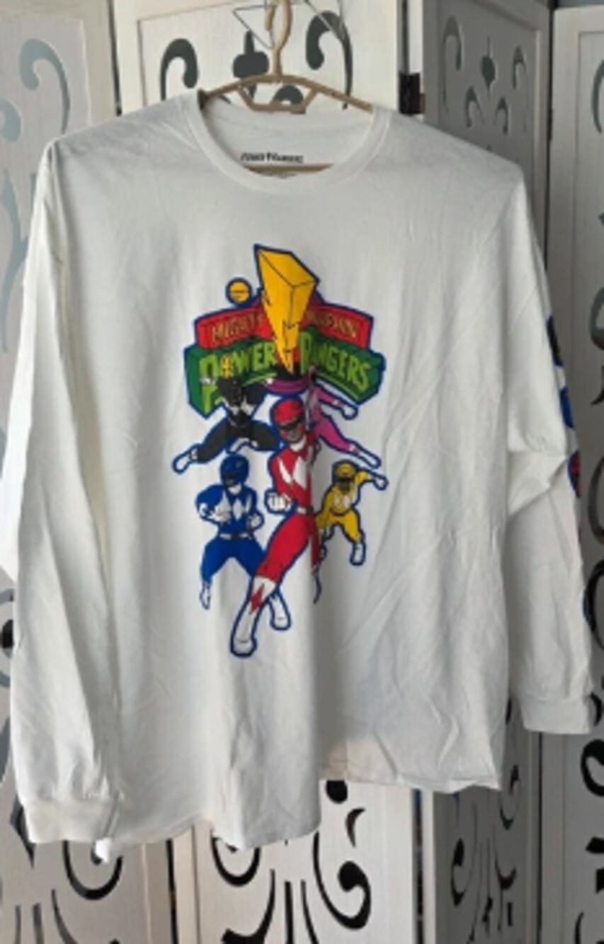 Mighty Morphin Power Rangers Long Sleeve Shirt White Graphic Tee Mens Size 3X